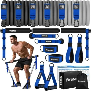 Pilates Bar Kit Resistance Bands, Portable Gym