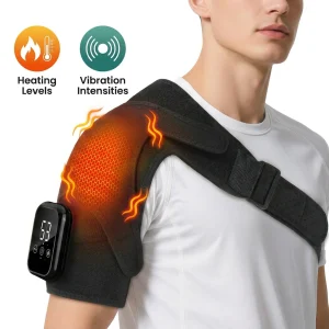 Cordless Heated Shoulder Massager,Pad with 3 Vibration Modes,
